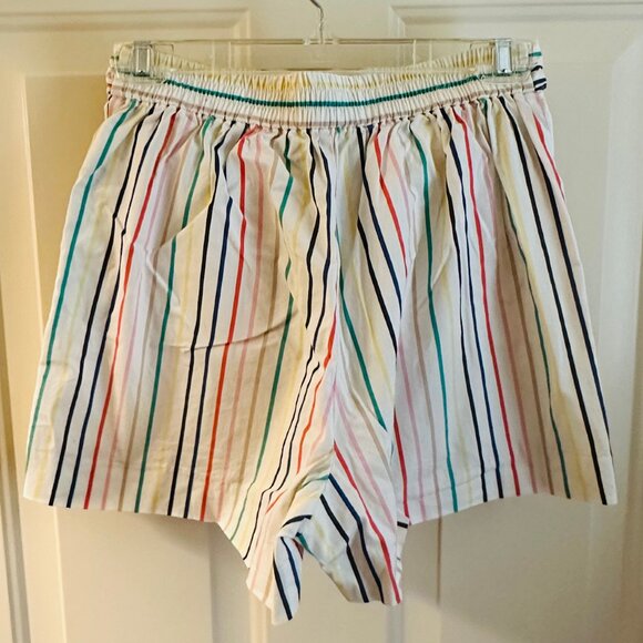 J. Crew Factory Rainbow Striped Bow Tie-waist Short Stretch Cotton Poplin Size 0 - Picture 4 of 4